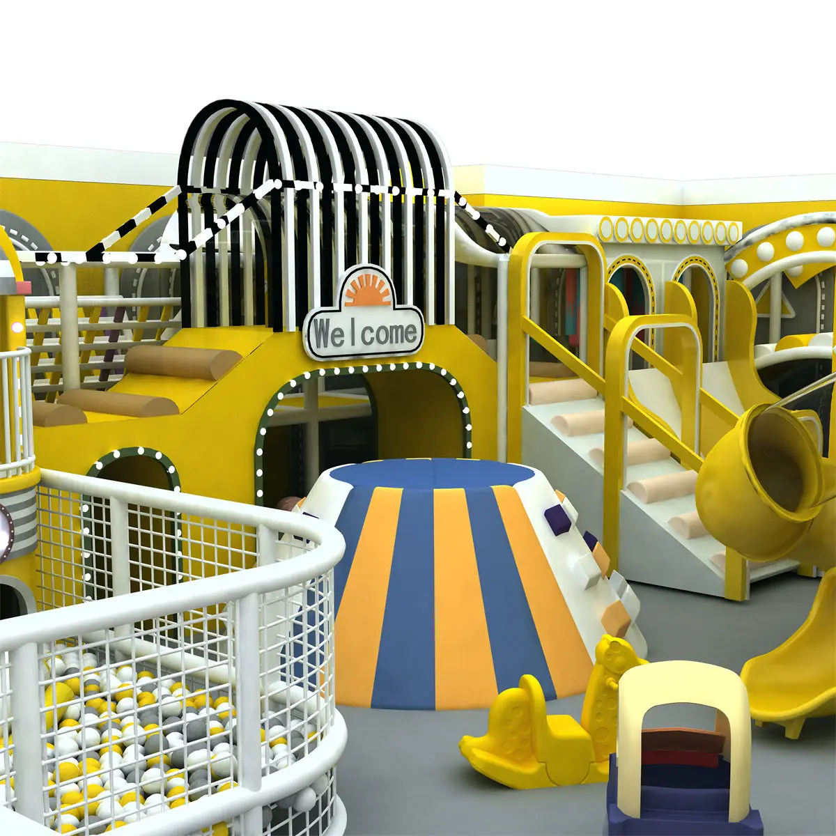 China Manufacturer Macaron Theme Soft Play Aera Shopping Mall Soft Play Equipment Indoor Playground for Kids with Ball Pit