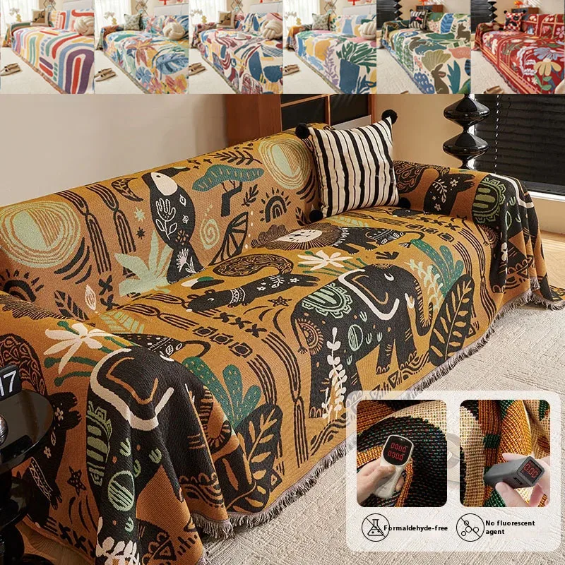 

Cartoon Knitted Sofa Blanket Towel with Tassels, for Living Room Camping Picnic Large Blanket Leisure Relax Beach Towel 쇼파 패드