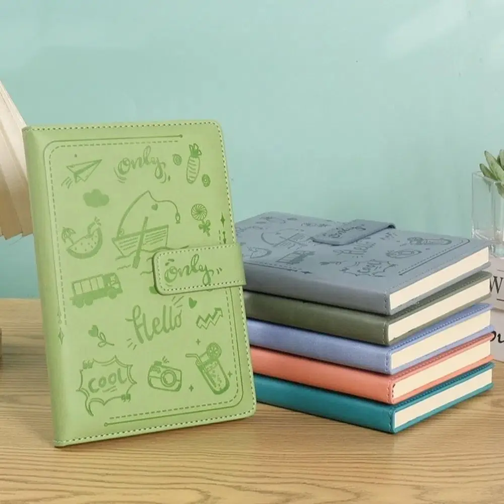 Cartoon Print PU Leather Notebook unique design Magnetic Buckle Portable Notebook exquisite Candy Color memo pad home