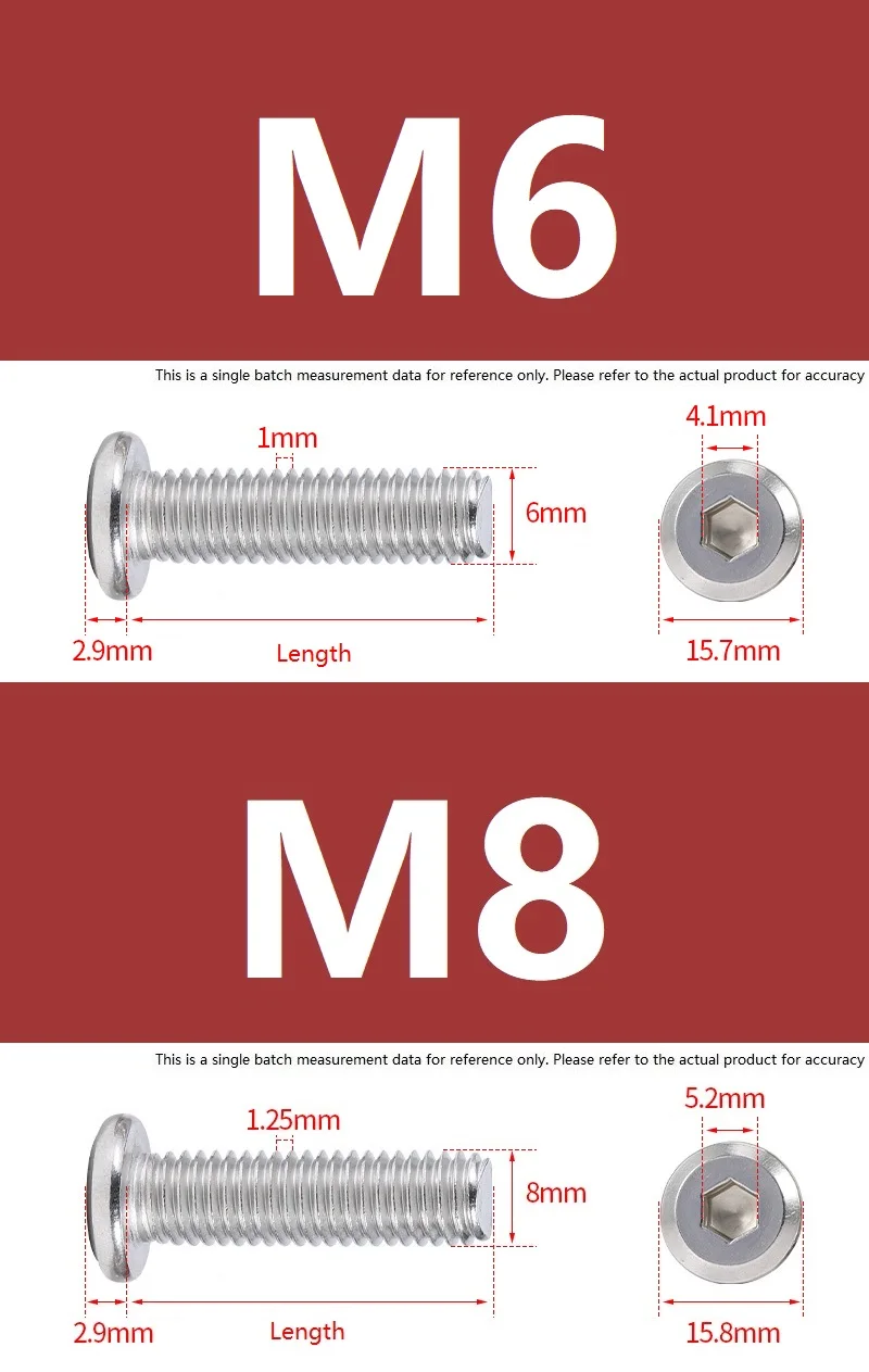 1/2/3/5/10/50pcs M6 M8 Allen Hex Hexagon Socket Large Flat Head Furniture Rivet Screw Connect Joint Bolt 304 A2 Stainless Steel