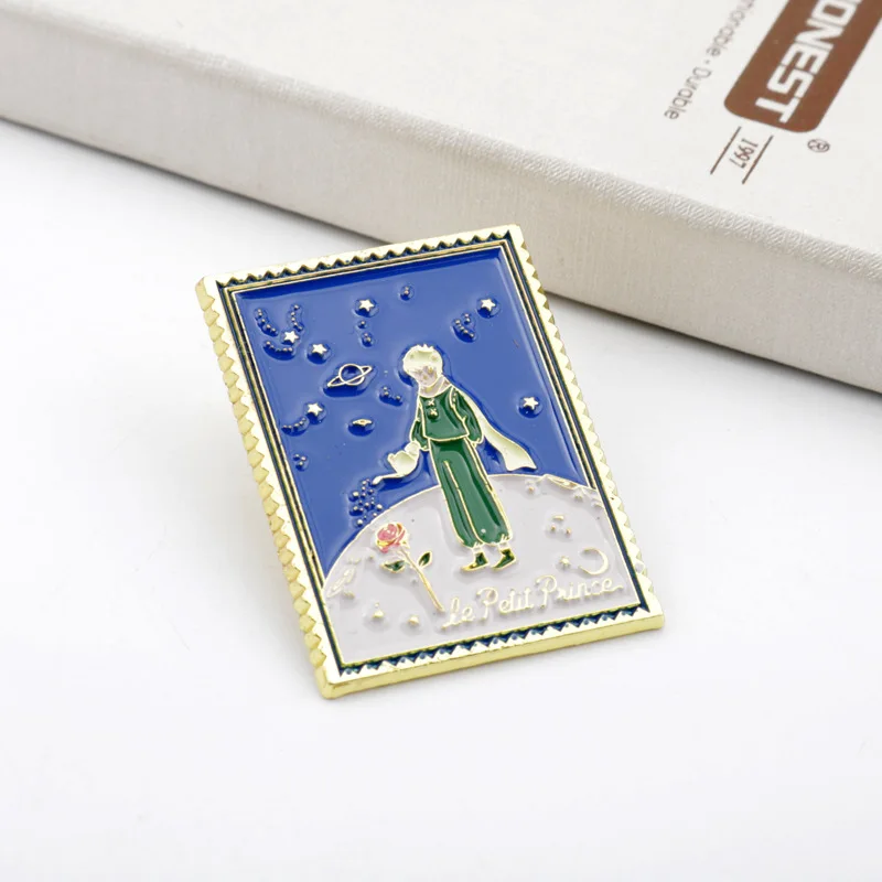 The Little Prince Enamel Brooch Animal FoxBadge Pins the Prince with Rose Earth Design Lapel Pins Metal Button Accessories