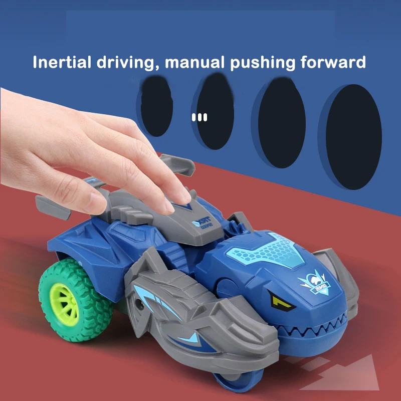 1 Piece Inertial Sliding One Step Action Collision Transform Tyrannosaurus Rex Vehicles Toy Dinosaur Car Deformation Car Toys