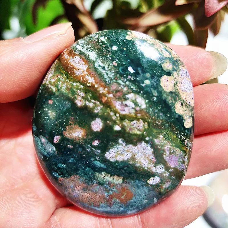 Natural Stone Beautiful  OceanJasper Palm Stone Spirit Meditation Feng Shui Exorcism Crystal Home Decoration