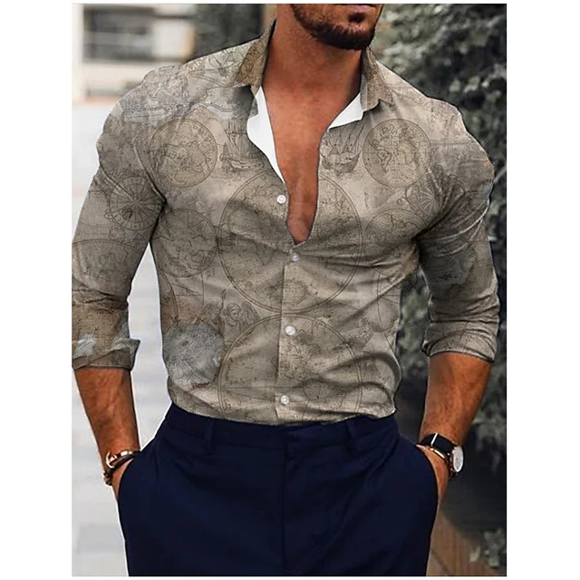 New Hawaiian Piano Luxury Designer Shirts For Men Single Breasted Tops Casual 3D Print Long Sleeve Gentleman Clothing floral