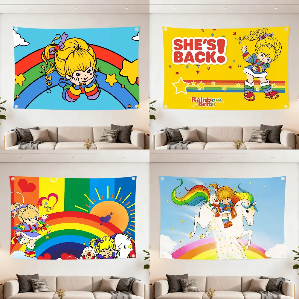 Cute R-Rainbow Cartoon B-Brite flag Decoration Outdoor Picnic Party Art Hanging Home Camping Party Banner Best sellers