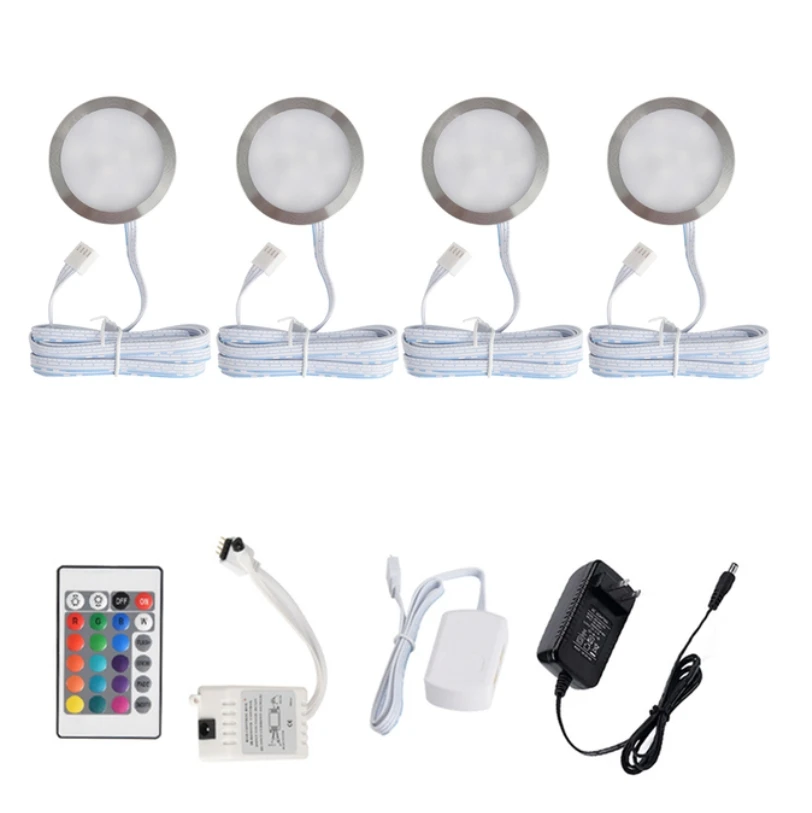 kit de lampadas de led para armarios e mesas pecas controle remoto rf rgb com controle de intensidade para cozinha bancada prateleira 01