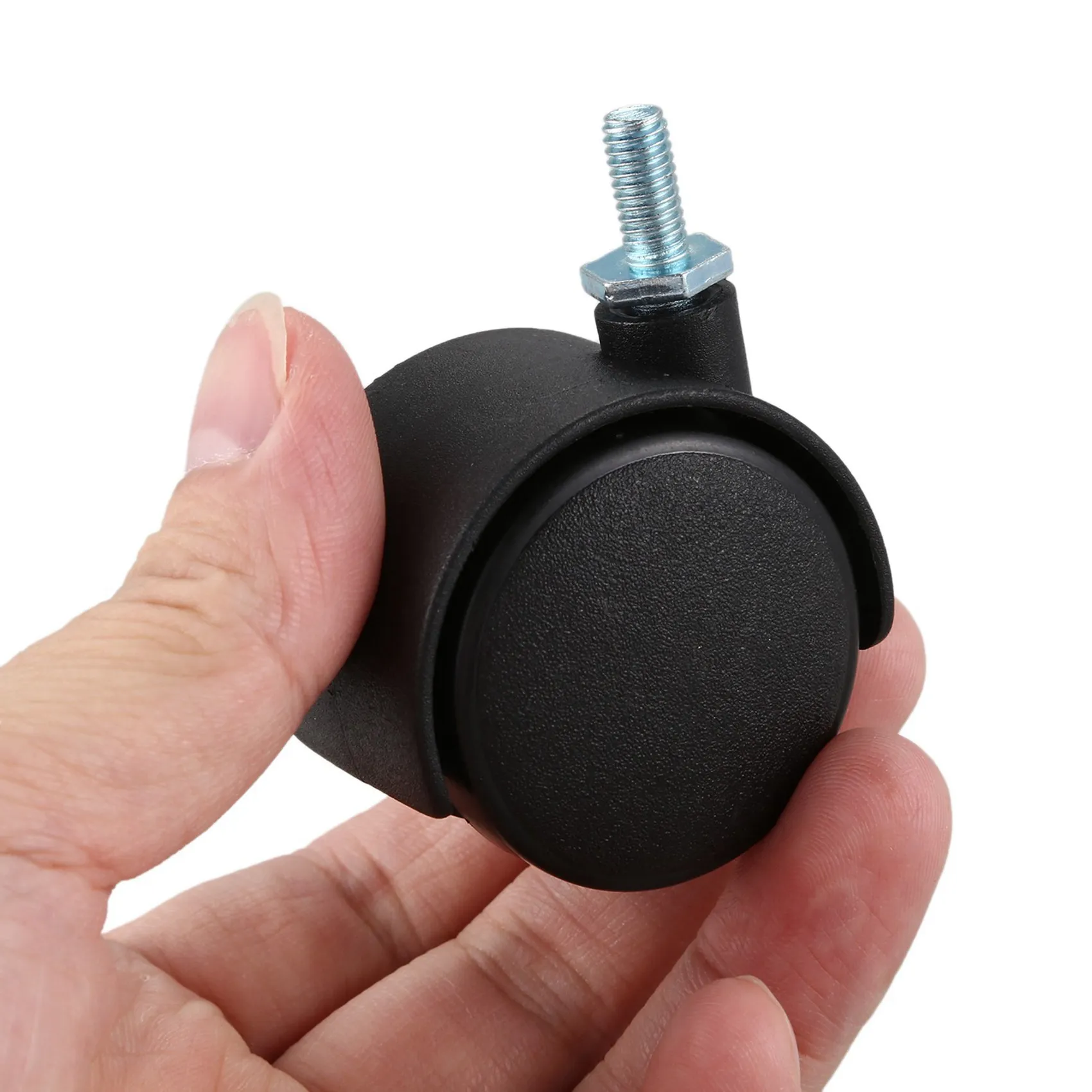 AB35-5Pcs 6Mm Threaded Stem 40Mm Dual Wheel Rotatable Caster Black