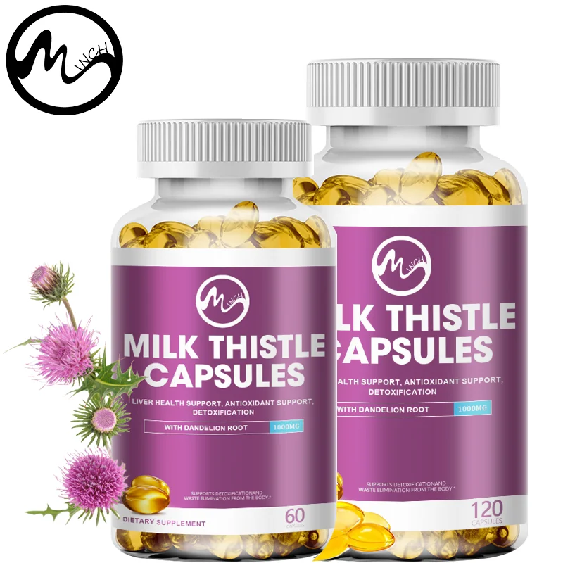 

Minch Milk Thistle Capsules Detox Support Liver Healthy Antioxidant Mineral Supplement Improve Immun Dandelion Root For Adults