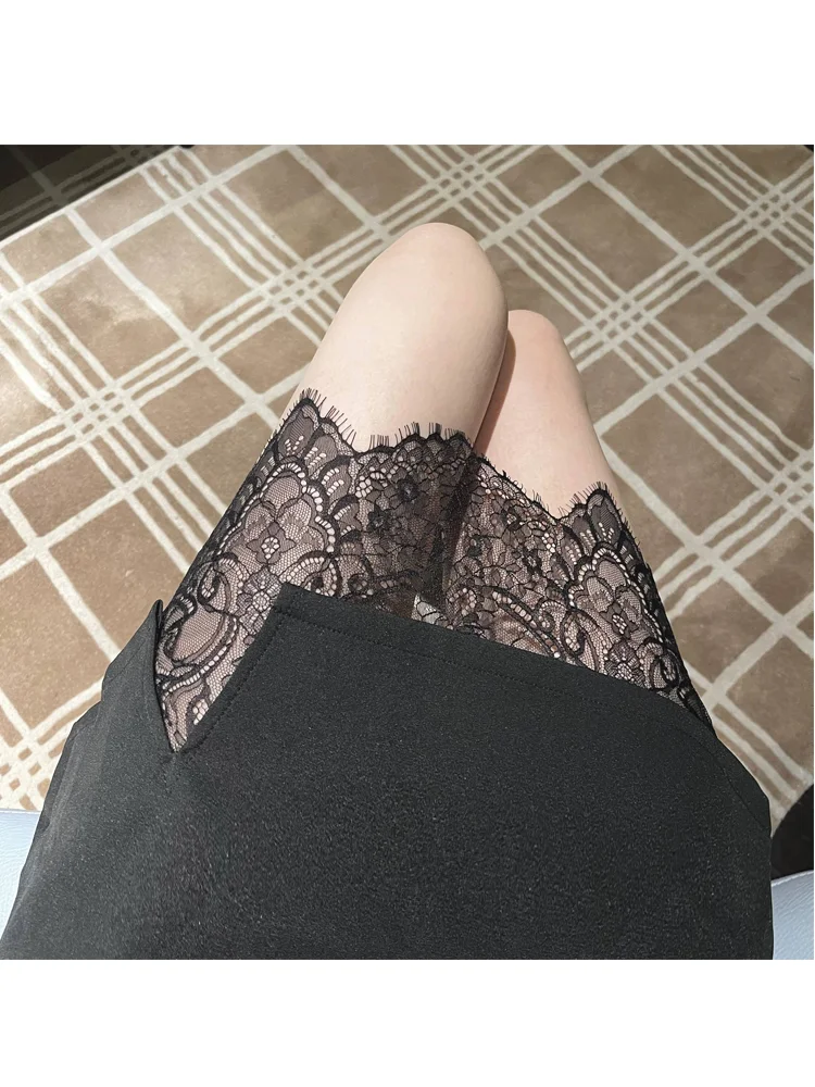 

Bla Asymmetrical Lace A-Line Skirt Women's Summer Slim Fit Suit Skirt Faionable Midi Length Polyester Fiber