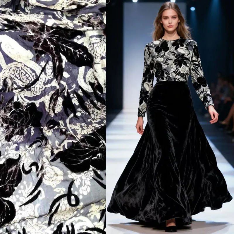 

SILKS STORY The mother dress garment cloth fabric Silk cotton burnt-out velvet cheongsam really hollow ethnic clothing fabrics