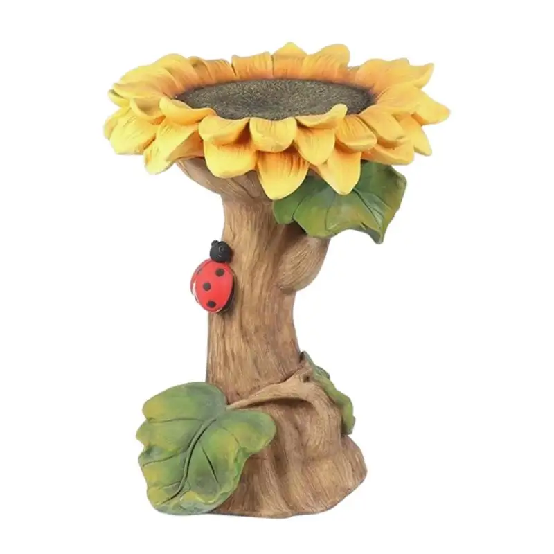 

Bird Bath For Outside Colorful Resin Bird Water Feeder Bowl Sunflower Statue Weatherproof Decorative Garden Sculpture Ornament