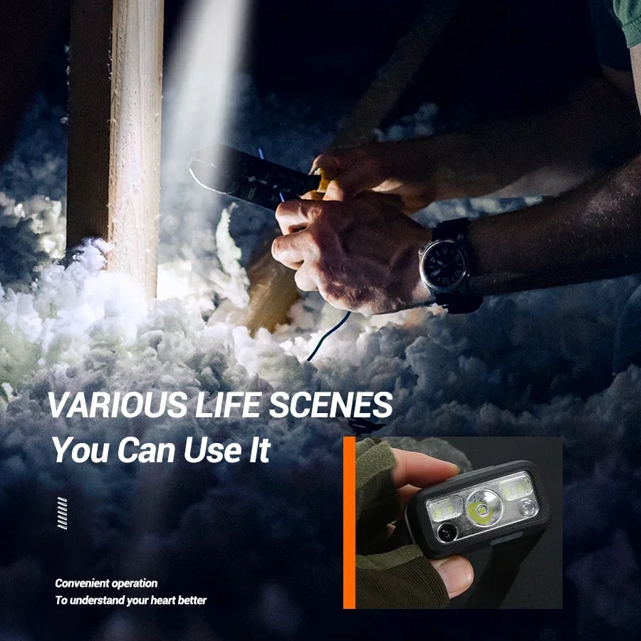 ミニ LED 充電式センサーヘッドランプ内蔵バッテリー USB ヘッド懐中電灯屋外防水キャンプ釣りヘッドライト