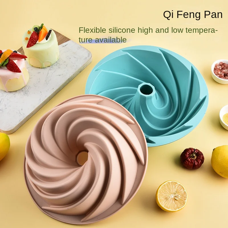 Large Spiral Shape Food Grade Silicone Bundt Cake Mold Pan 3d Fluted Cake Mould Form Bread Bakery Baking Tools Bakeware