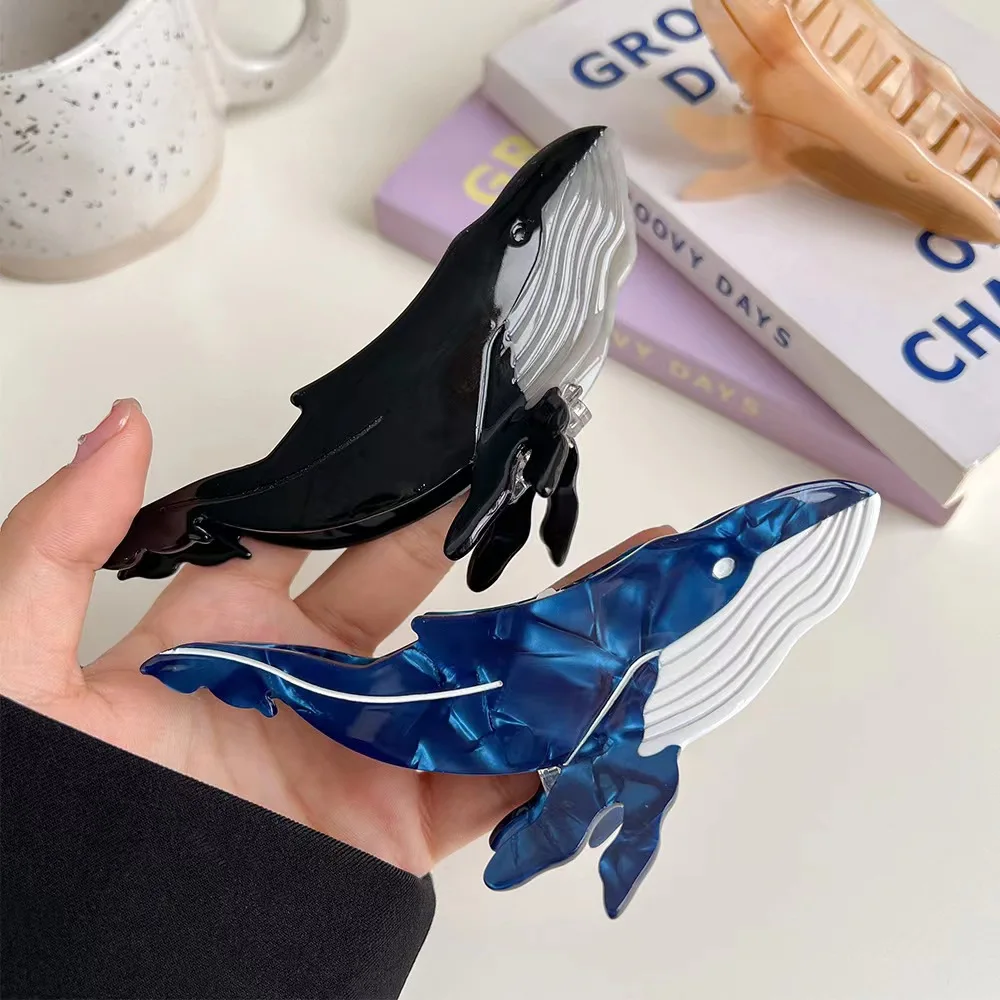 1pc Women's Whale Hair Clip Korean Style Deep Sea Blue Clip Women's Hair Clip Shark Clip Ponytail Clip image 6