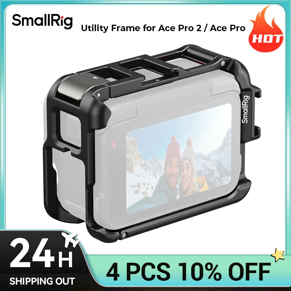 SmallRig Ace Pro / Ace Pro 2 Action Camera Cage, Multifunction Action Camera Cage for Insta360 Ace Pro / Ace Pro 2 Quick Release