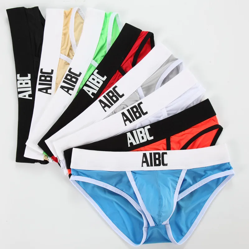 AIBC Men\'s Underwear Triangles Thin Low Waist Ice Silk Space Warehouse Sexy Separation Low Waist Personalized Youth Shorts