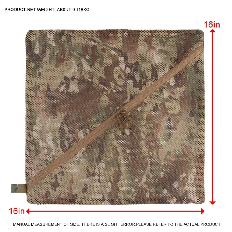 Tactical Mesh Pouch Outdoor Camping Travel Clothing Hat Storage Bag Clutter Recycling Pack Breathable Quick Drying Gear 16x16