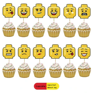 Miniso Building Blocks Tema Cumpleaños Diy Party Desechable Cabalas de vajillas Botellas de agua Etiquetas Banner para niños Decoración de niñas 12 mejores decoraciones de cumpleaños de Lego de ventas - №6