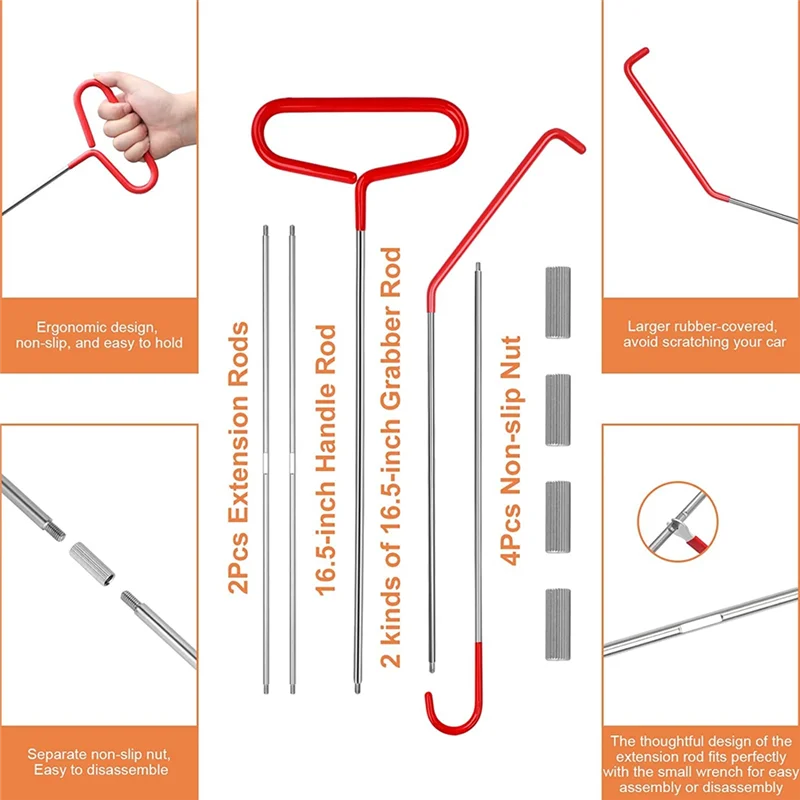 A008 19 Pieces of Home Maintenance Tools, Long-Distance Hook Tools, Stainless Steel Door Opening Tools