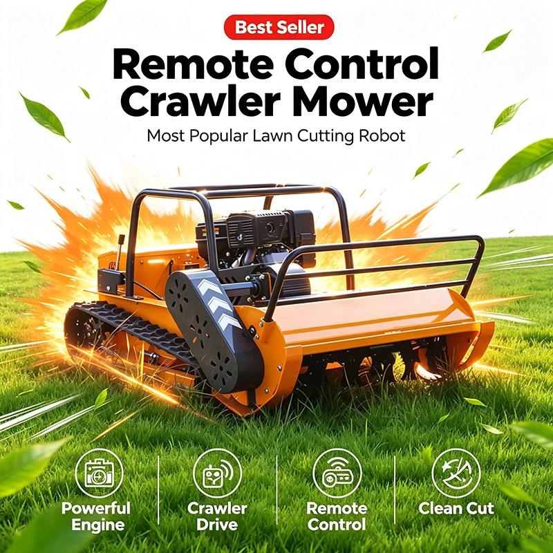 Customized All-Terrain Self-Propelled Grass Shredder Remote Control Crawler Lawn Mower Orchard Weeding Factory Direct