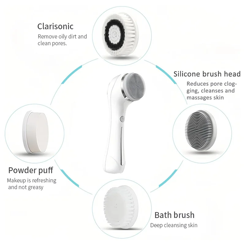 【Price Drop】Facial Cleansing Brush, IPX 7 Waterproof Electric Facial Brush, 2 Adjustable Speeds, Facial Brush Cleaner