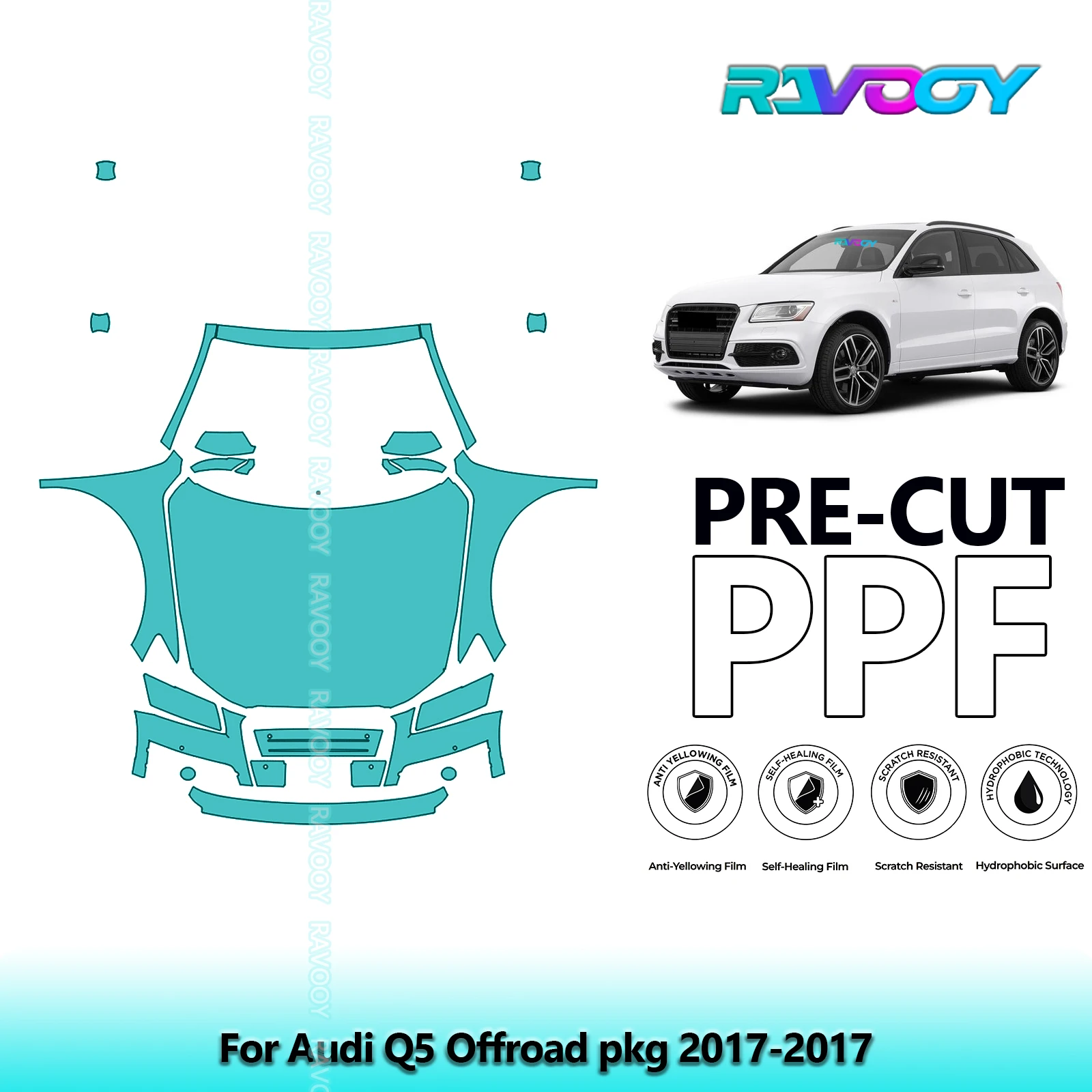 

Car Front Kit Clear Bra Precut PPF Paint Protection Film For Audi Q5 Offroad pkg 2017-2017