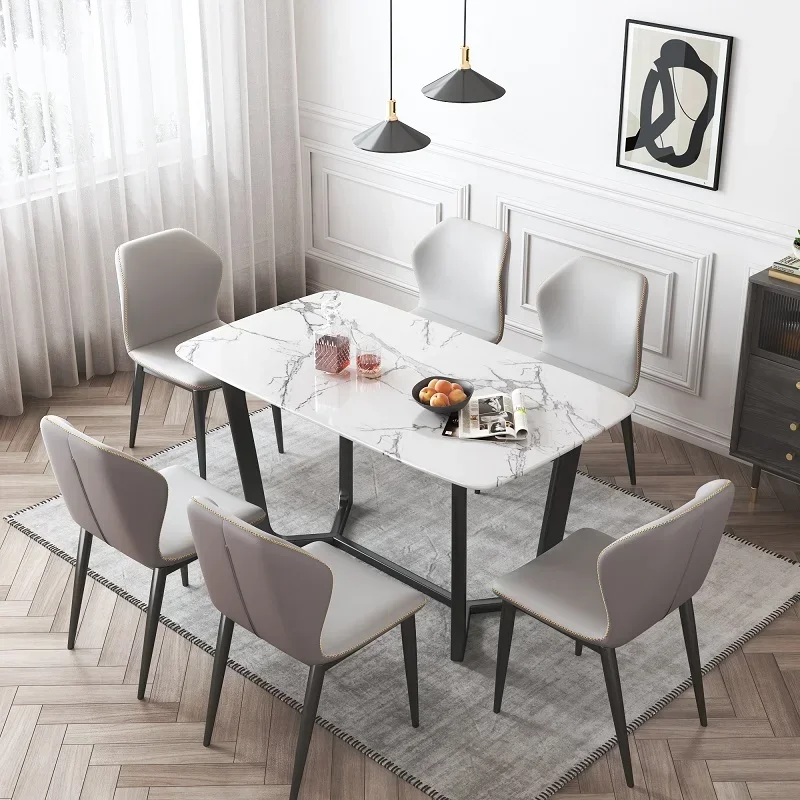 

Modern Furniture Dining Room Solid Wood Frame Restaurant Luxury Set Marble Top Dining Table