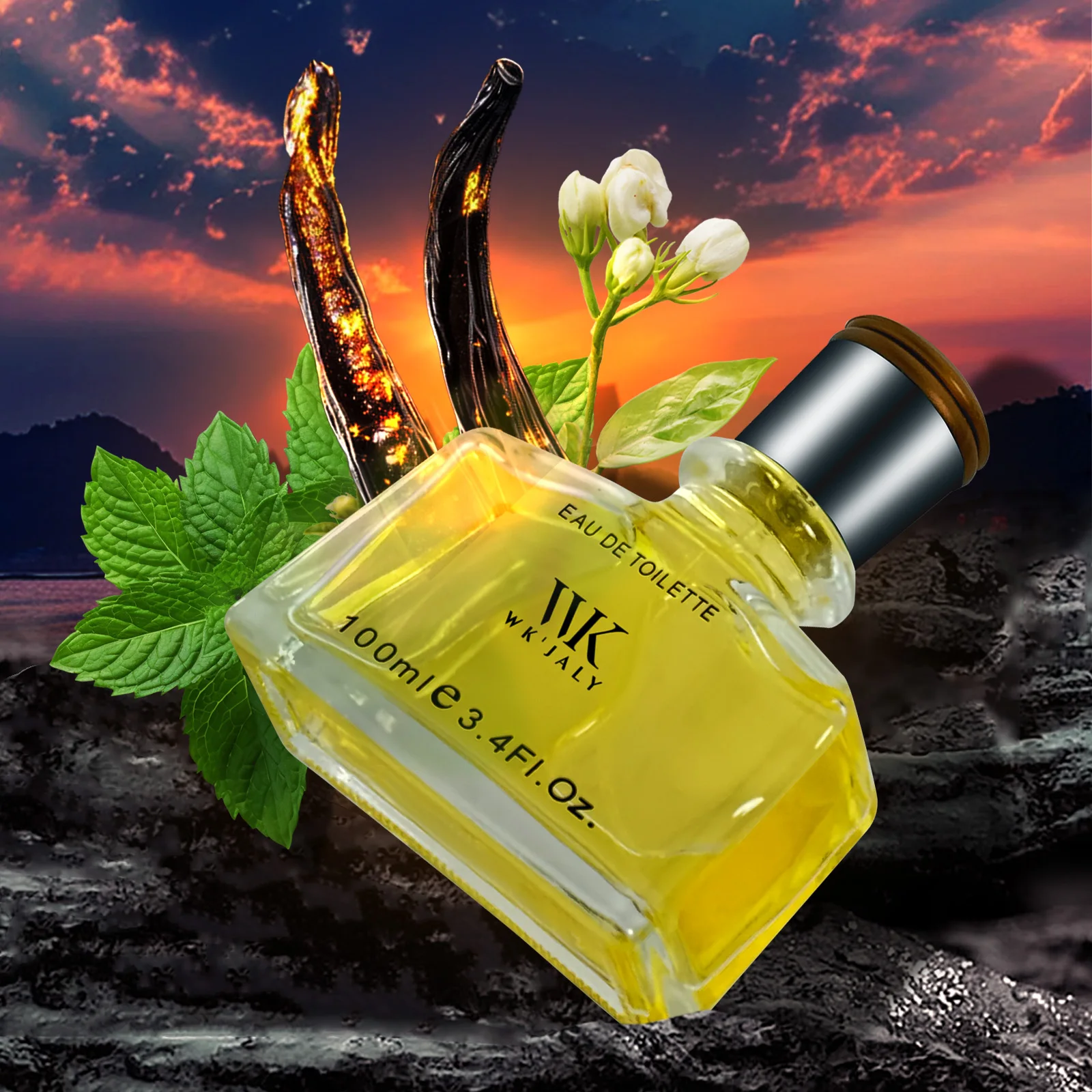 

WK JALY Men's Eau De Toilette Vaporisateure Natural Spray, With Notes of Mint, Rosemary, Bergamot, Sandalwood, Vetiver, 100ml