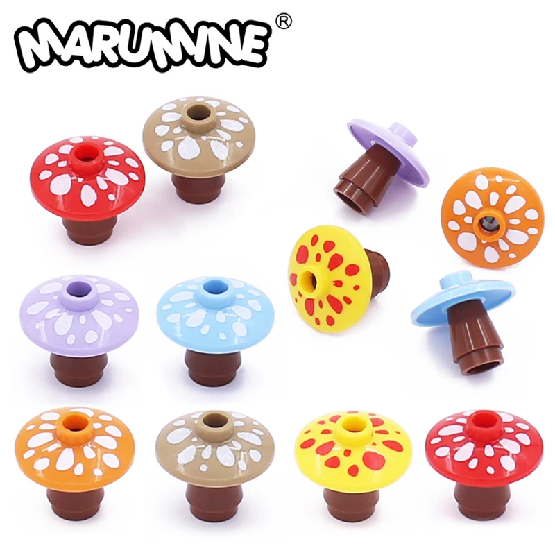 Marumine 40PCS MOC Bricks Mushroom 12992 Building Blocks Fungus 59900 4740 Plant Natural DIY Parts Pieces Accessories