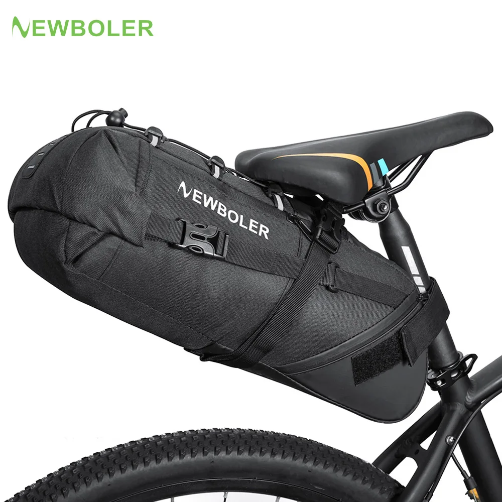 NEWBOLER 자전거 접이식 방수 가방, 대용량 자전거 안장 가방, 자전거 배낭 여행용 테일 백, MTB 사이클링, 로드 바이크 후방 트렁크, 13L 