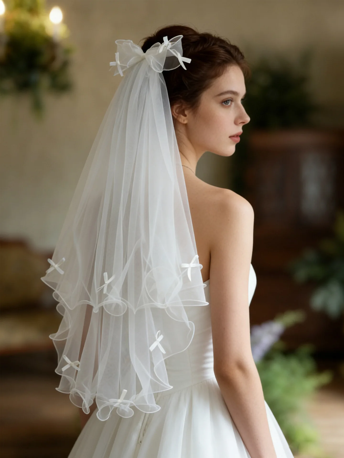 2 Tiers Bridal Veil…