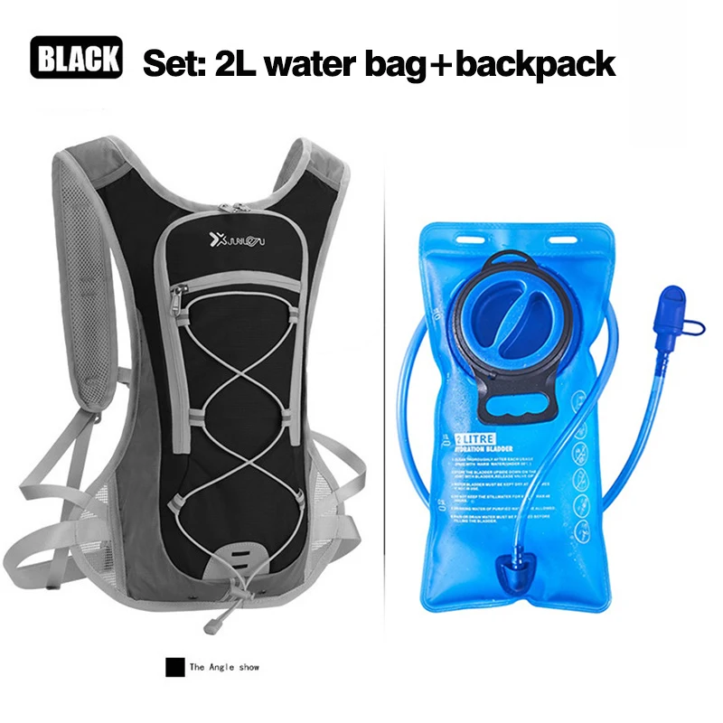 Bike Cycling Backpack 2L Water Bag Set Breathable Rucksack Running Drinking Waterbag Knapsack Hydration Replenishment Container