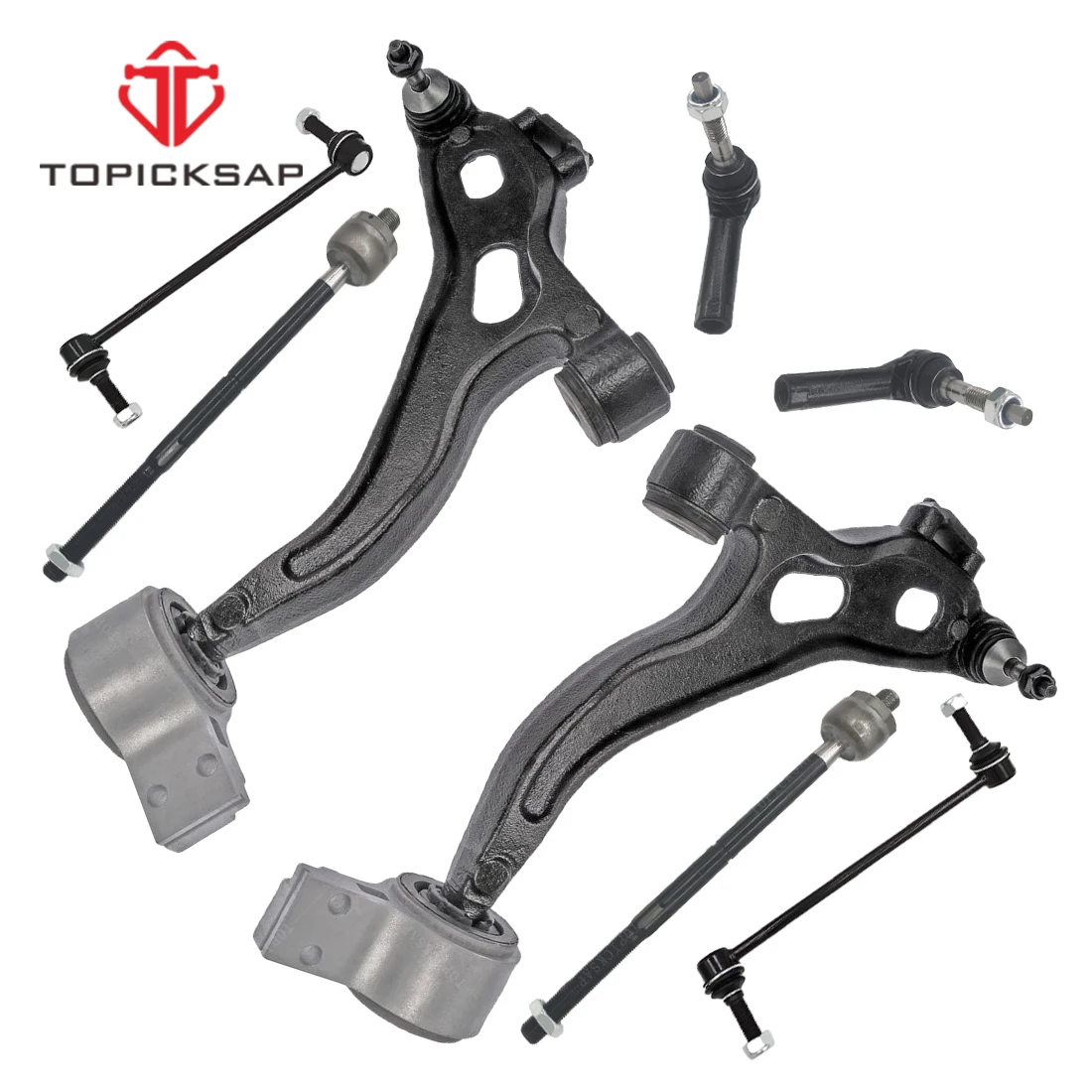 TOPICKSAP 8pcs Front Lower Control Arm Tie Rod Sway Bar End Link Suspension Kit for Ford Taurus Flex Lincoln MKS MKT 2010 - 2012