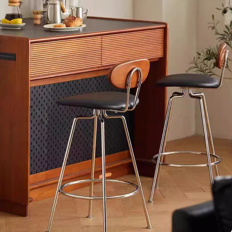 

Accent Designer Bar Stools Black Living Room Modern Leather With Back Bar Stools Minimalist Aesthetic Chaise Trendy Furniture