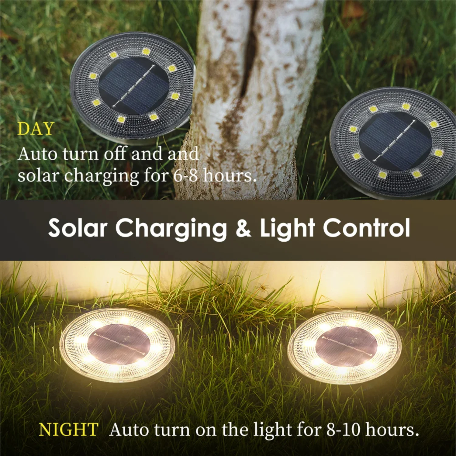 IP68 Solar Power Ground Light with Bright LED Lamp - Perfect for Deck, Garden, Yard, Driveway, Lawn Decor. Outdoor Pathways Ligh