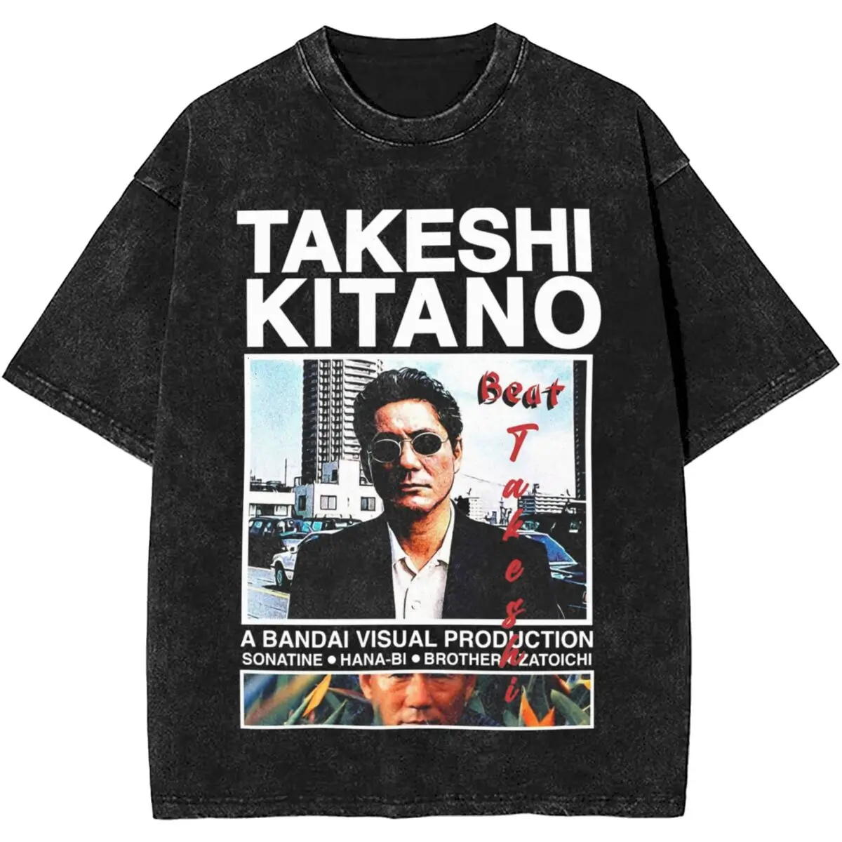 Takeshi Kitano Merch Washed T Shirts for Men Women Streetwear Hip Hop T-Shirt Summer Tee Shirt Short Sleeve