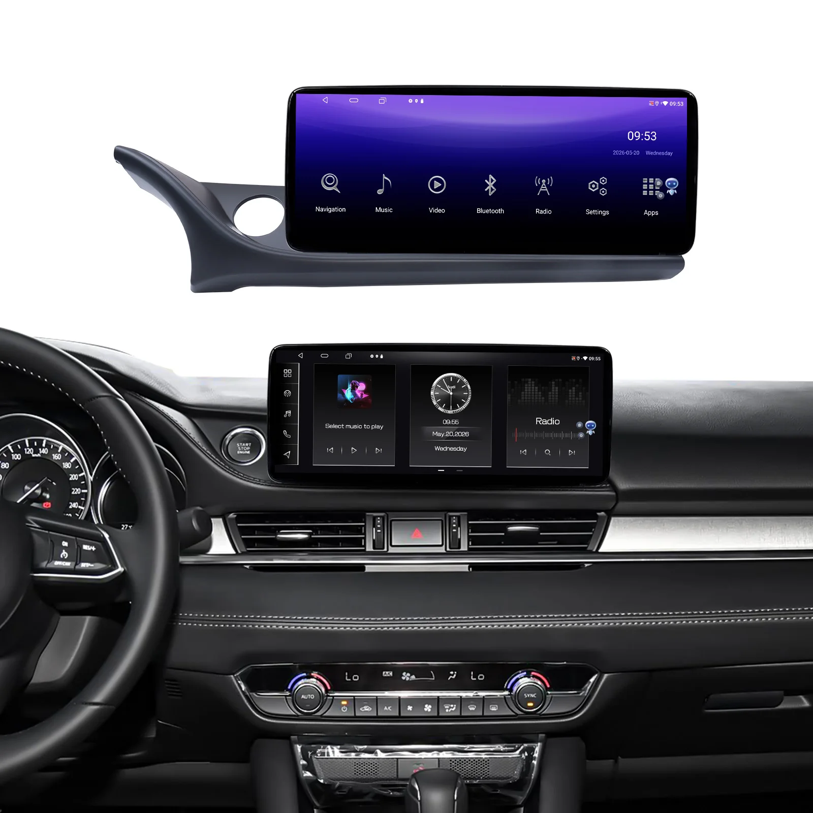 For12.3inch Mazda 2020-2022 Atenza LHD Carplay Original Panel  Stereo Upgrade 360Camera Frame+Cable+CANBUS (MZD-XB-21+G-RZ-MZD58