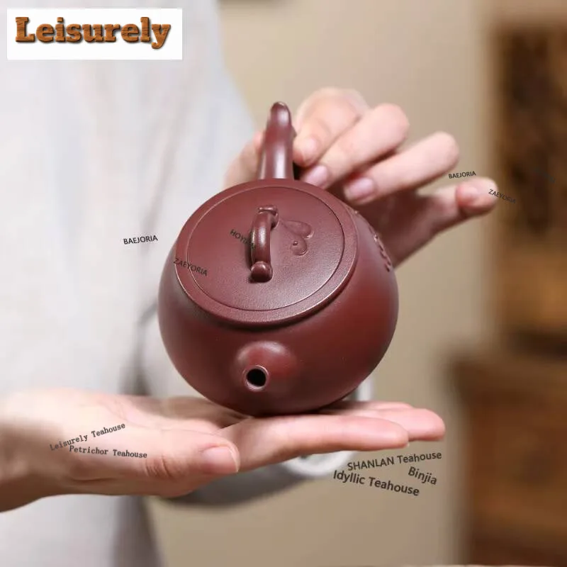 230ml Yixing Lila Ton Teekanne, handgefertigt, großkalibrige Kanne aus Di Cao Qing Roh-Erz, mit Filter, Zisha Teeset Geschenk