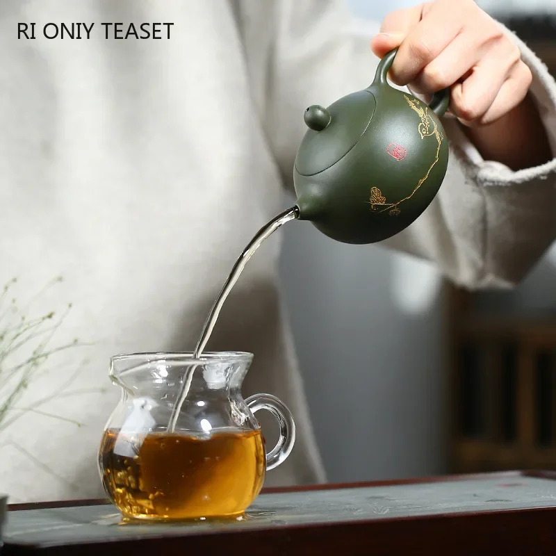 210ml Yixing Purple Clay Teapots Master Handmade Xishi Tea Pot Ball Hole Filter Kettle Chinese Authentic Zisha Tea Set Gifts