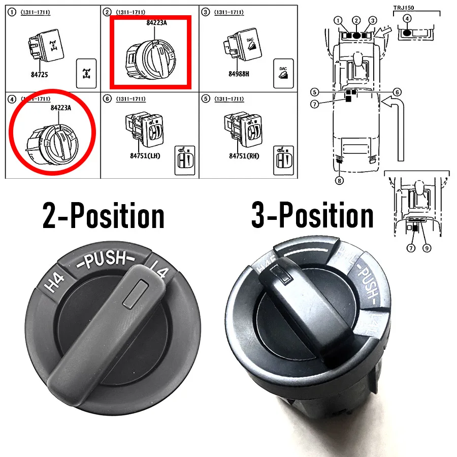 1Pc Transfer Case Position Switch Differential Lock Switch 84223-60030/84223-60020 For Toyota Land Cruiser Prado LC150 2010-2017