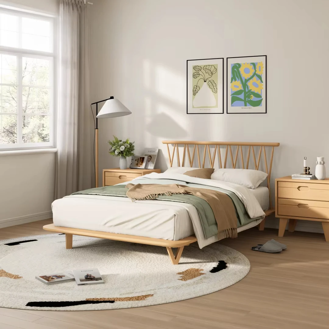 Silent Wooden Bed Frame Double Bed with Noise Reduction Features Ultra Strong Structure Best for Uninterrupted Sleep