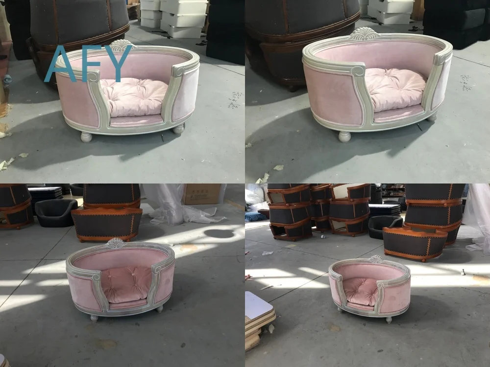 Wooden Pet Bed for Dogs and Cats with European Carved Design Pet Sofa Wholesale Retail for Small Medium Large Pets for Indoor