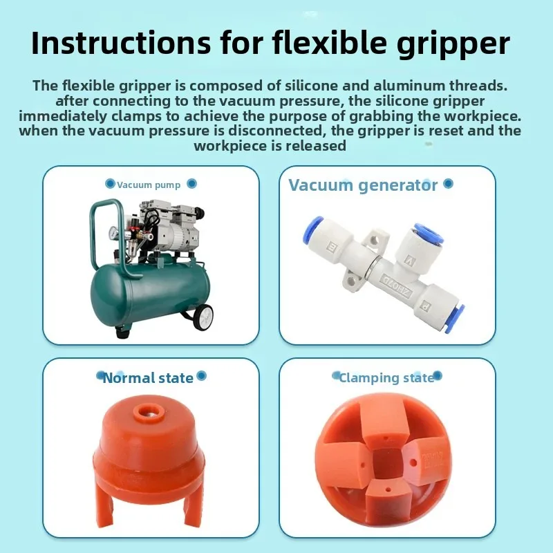 2-Jaw Manipulator Gripper, Flexible Pneumatic Claw for Injection Molding Machine, ZP40WP Series Suction Cup Silicone Fixture
