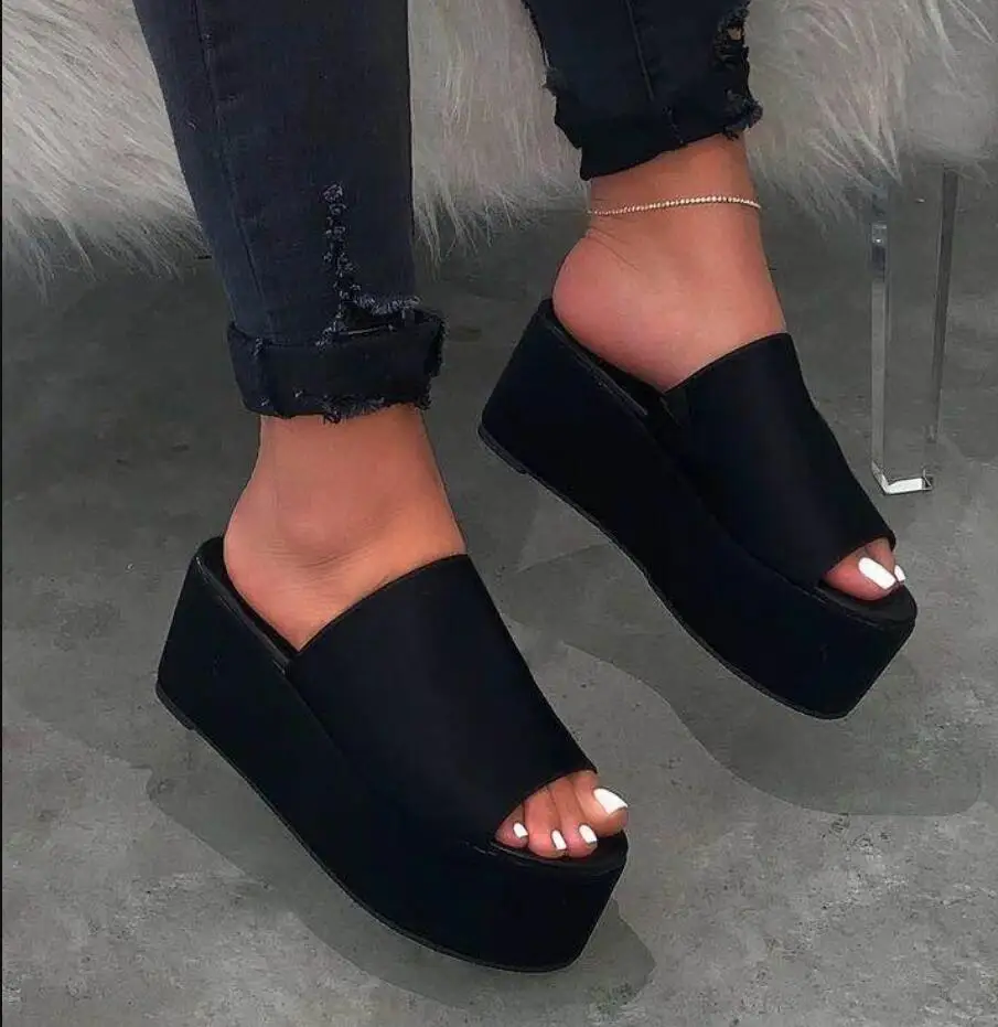 Fashion Summer Sandals Women Wedges Shoes Pumps High Heels Sandals Flip Flop fish mouth beach shoes Platform Sandals Large size