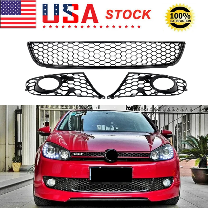 

Front Lower Grille Fog Light Grill Cover Honeycomb For 2009-13 VW Golf/Jetta MK6