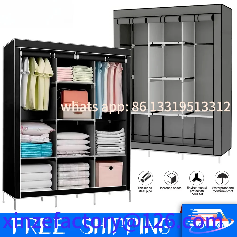 

Customizable Canvas Wardrobe Clothes Closet Organizer Portable Storage Cupboard for Bedroom