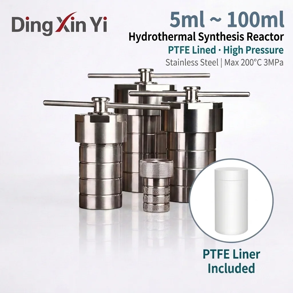 DXY 5-100ml 304 Stainless Steel Hydrothermal Autoclave Reactor with PTFE Liner Complete Set High Pressure Lab Digestion Vessel