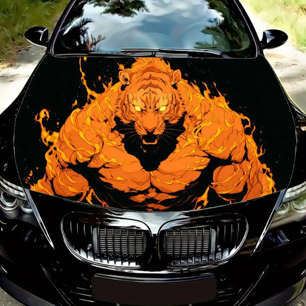 

Domineering Flame Tiger car hood stickers, waterproof self-adhesive, scratch resistant, easy to stick, durable car PVC stickers,