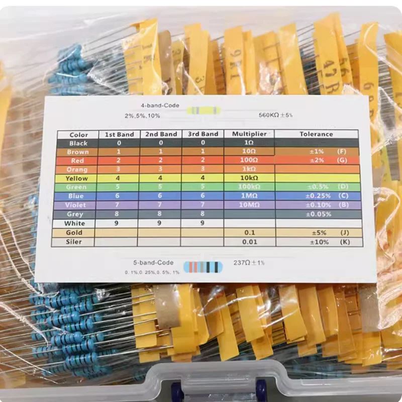 1/4W 0.25W 1/2W 0.5W 4-color ring carbon film resistor pack 1R-1M 0.33R-10M 0.1R-750R 1K-820K various sample packs