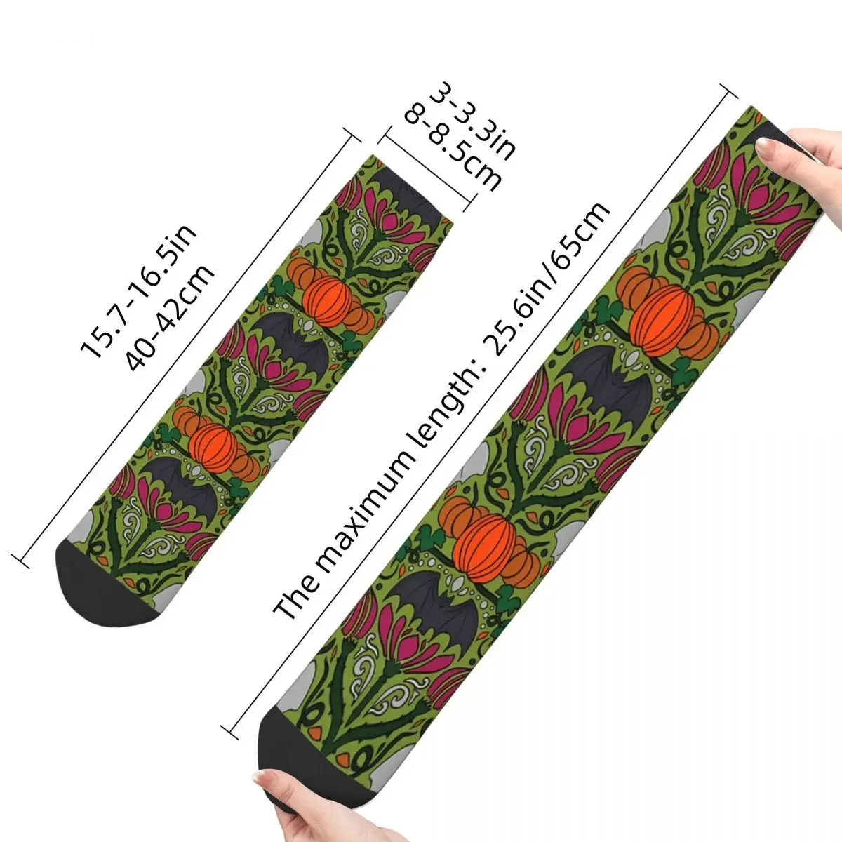 Spooky Halloween Damask Pumpkins Ghosts Thistle Men's Socks Bats Animals Unisex Harajuku Pattern Printed Funny Crew Sock Gift